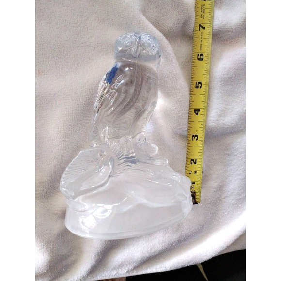 OWL 7" Cristal D’Arques Crystal Owl Figurine Crystal Barn Owl Sitting on log - Picture 12 of 13